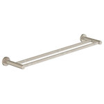 Symmons - Dia Double Towel Bar, Satin Nickel - The combination of the Dia Collection's quality and sleek design makes it a stylish choice for any contemporary bath. This Dia 18 Inch Double Towel Bar includes wall mounting hardware and instructions for a simple and secure installation. This metal bathroom towel bar has a weight capacity of up to 50 pounds when toggle anchors are used. Its sturdy construction and limited lifetime consumer warranty ensure the elegance of this double towel bar for years to come.