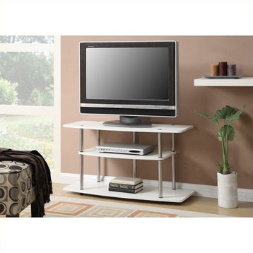 Convenience Concepts Designs2Go 3 Tier Wide TV Stand in White Wood Finish