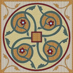 Mozaico - Art Mosaic Tile, Jadyn, 24"x24" - Invite bold color to your walls countertops or floors with the Jacinth II flower mosaic artwork. It features red blossoms on curly green vines in a decorative medallion center. Use this mosaic tile as a kitchen wall backsplash or to finish a floor. Or buy the complete DIY mosaic kit and create your own one-of-a-kind artwork tile.