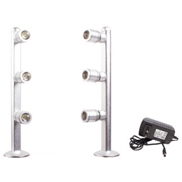 2 Pack Showcase LED Light Pole Spot Light Silver Color 6000K 8 Inches