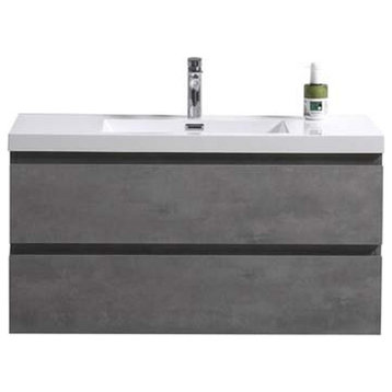 MOB 42" Wall Mounted Vanity With Reinforced Acrylic Sink, Concrete Grey