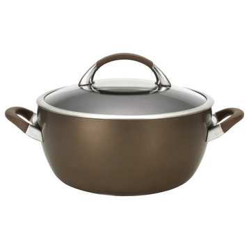 Symmetry Chocolate Hard-Anodized Nonstick 5-1 and 2-Quart Covered Casserole