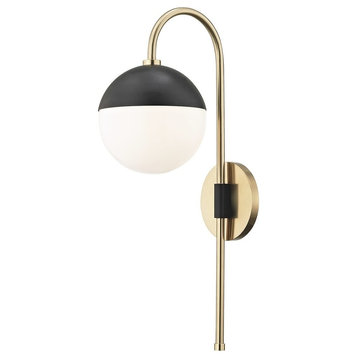 Renee 1 Light Wall Sconce With Plug in Aged Brass/Black