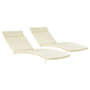 GDF Studio Albany Outdoor Chaise Lounge Cushion, Set of 2, Off-White