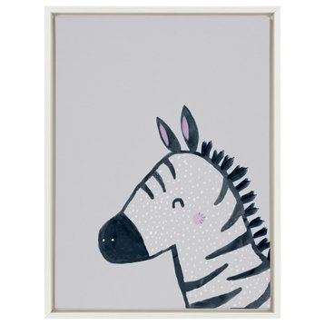 Sylvie Inky Zebra Framed Canvas by Lauradidthis, White 18x24