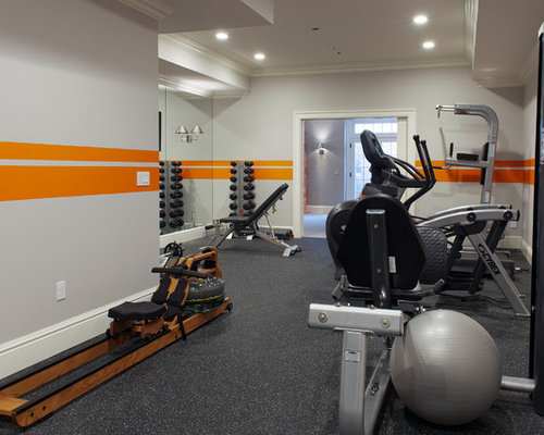 Home Gym Design Ideas, Renovations & Photos with Orange Walls