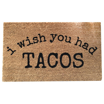 Hand Painted "I Wish I Had Tacos" Doormat, Black Soul
