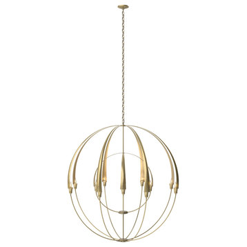 Double Cirque Large Scale Chandelier, Modern Brass Finish