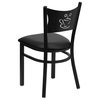 HERCULES Series Black Coffee Back Metal Restaurant Chair, Black Vinyl Seat