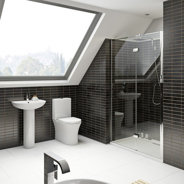 Mode Hardy rimless ensuite suite with 8mm shower door 1200mm