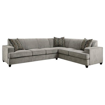 Coaster Tess L-Shape Fabric Upholstered Sleeper Sectional in Gray