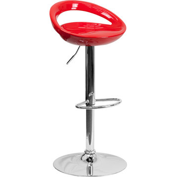 Flash Furniture Contemporary Red Plastic Adjustable H Bar Stool