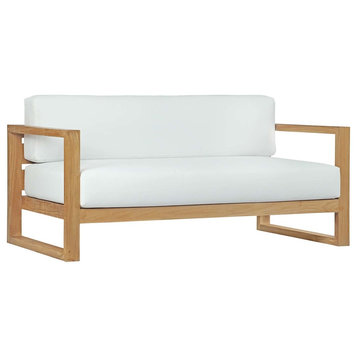 Upland Outdoor Teak Wood Sofa, Natural White