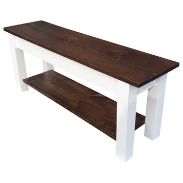 Colonial Harvest Bench With Shelf, Colonial, 42"