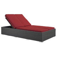 Outdoor Double Chaise, Chocolate and Red