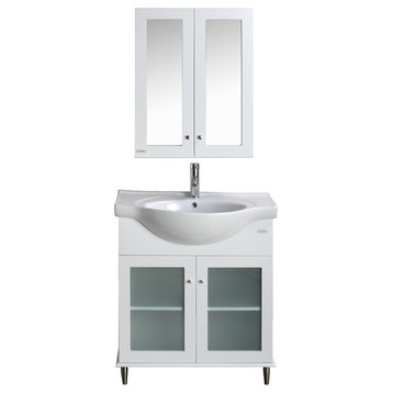 Eviva Tux 36" White Transitional Bathroom Vanity With White Integrated Sink
