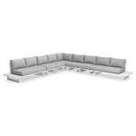 Meridian Furniture - Maldives Grey Water Resistant Fabric Outdoor Patio Modular Sectional - Create your own custom contemporary look on the deck or porch with the addition of this Maldives outdoor patio armless chair. Part of a large collection that lets you mix and match modular pieces to get the look you crave most. This modular sectional has grey water resistant fabric with a base made from white aluminum, so it's sturdy, tough, and ready to face the elements with impeccable beauty, season in and season out. Shop the contemporary pieces in this collection to create the outdoor entertaining area of your dreams.