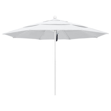 11' Fiberglass Umbrella With White Frame, White, 11'