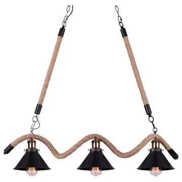 Padma 3 Light Up Chandelier With Black Finish