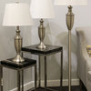 Set of 3 brush steel lamps 2 table and 1 floor