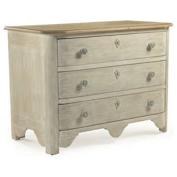 Chest of Drawers PATRIC Charcoal Poplar Pine Carved Locking 3