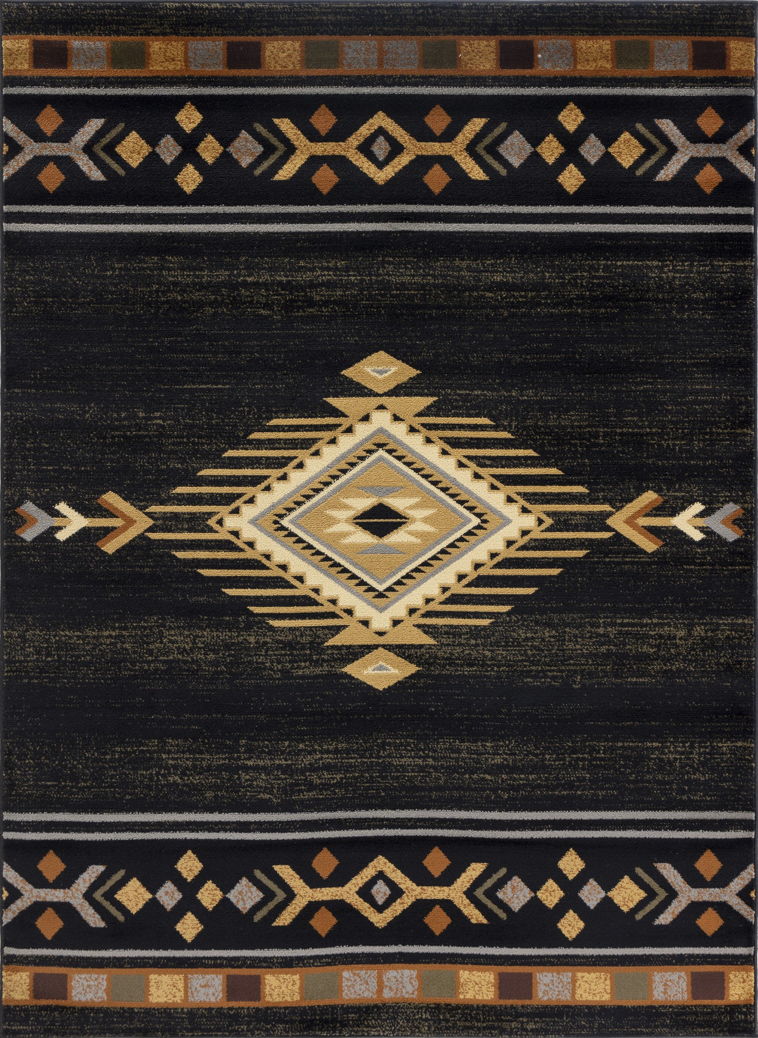 Yellowstone Rugs Yellowstone YLS4001 Black 7 ft. 10 in. x 10 ft. 3 in. Southwest Area ...