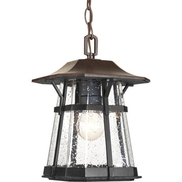 Derby 1-Light Outdoor 8.5" Hanging Lantern, Espresso and Clear seeded