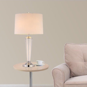 Crystal 33" Modern Chrome 2-Light LED Table Lamp With Dimmer