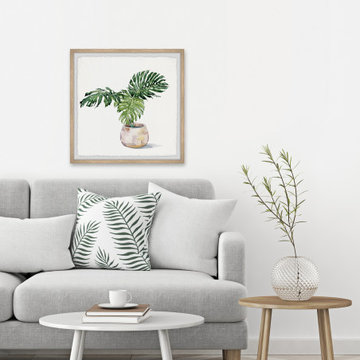 "Potted Monstera Deliciosa" Framed Painting Print