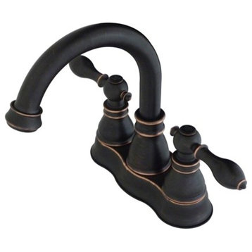 Fauceture 4" Centerset Bathroom Faucet With Push Pop-Up Drain, Naples Bronze