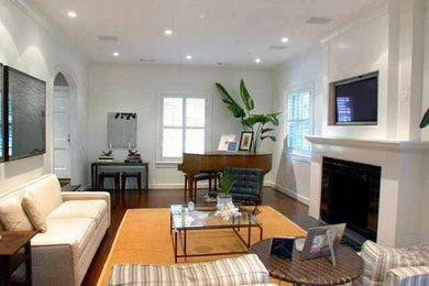 Example of a transitional living room design in Houston