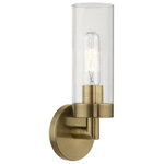 Livex Lighting - Ludlow 1 Light Antique Brass ADA Single Sconce - Add a dash of character and radiance to your home with this wall sconce. This single-light fixture from the Ludlow Collection features an antique brass finish with a clear glass. The clean lines of the back plate complement the cylindrical glass shade creating a minimal, sleek, urban look that works well in most decors. This fixture adds upscale charm and contemporary aesthetics to your home.