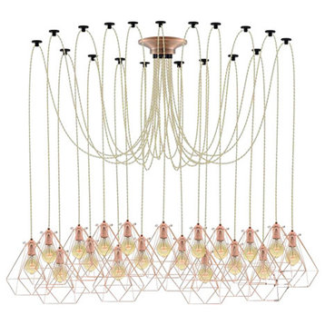 Large Beige And Copper Chandelier