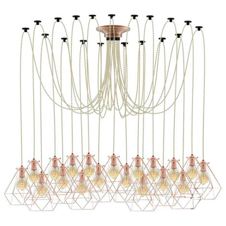 Large Beige And Copper Chandelier