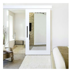 Mirrored Sliding Barn Door with Mirror insert with Hardware Kit +  Fascia, 2x Mi