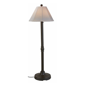 60" Outdoor Floor Lamp 2" Bronze Resin Body/Natural Canvas Sunbrella Shade Cover