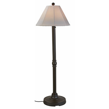 60" Outdoor Floor Lamp 2" Bronze Resin Body/Natural Canvas Sunbrella Shade Cover