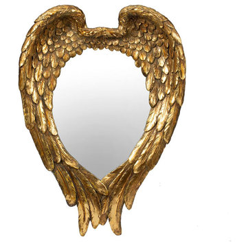 Antiqued Golden Angel Wings Mirror 15.5"x22"