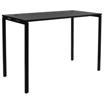 60" Standing Desk With Black Laminate Top and Black Finish Metal Legs