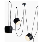 Akari - Modern Spider Industrial Pendant Lights, Black, 3 Lights - Modern Spider Industrial Pendant Lights set is a design distilled to its most basic—and beautiful—essence, a piece that manifests their core attributes of minimalism paired with elegance. The innovative array of three pendants is constructed from varnished aluminum with photo-etched shades and reflectors.  The cable can be adjusted to allow the pendant heads to distribute light in any direction.  Installation required.