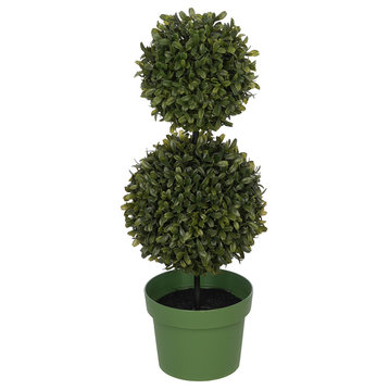 Artificial 19" Double Ball Boxwood Topiary