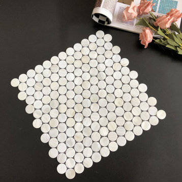 A02 Walls Decor Tiles Mother of Pearl Shell Backsplash Mosaic Circlres Tile, 1p