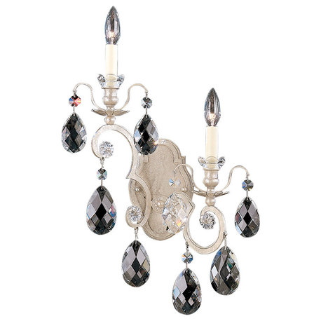 Renaissance 2-Light Wall Sconce in Antique Silver With Clear Heritage Crystal