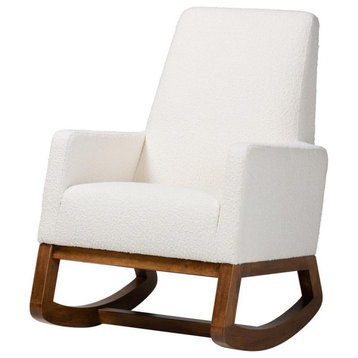 Baxton Studio Yashiya Mid-Century Modern Off-White Boucle Upholstered and...
