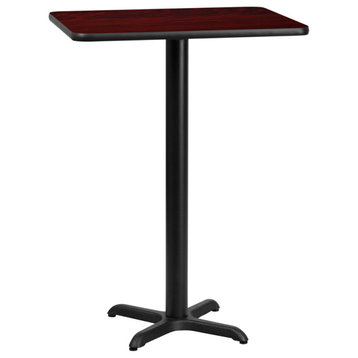 24''x30'' Mahogany Laminate Table Top,22''x22'' Bar Height Table Base