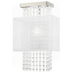 Livex Lighting - Contemporary Brushed Nickel ADA Wall Sconce - The Bella Vista collection features a hand crafted translucent shade over a brushed nickel finish and clear crystal strands cascading in a waterfall effect to convey the glitz and glamour from an iconic time that is making a modern comeback.