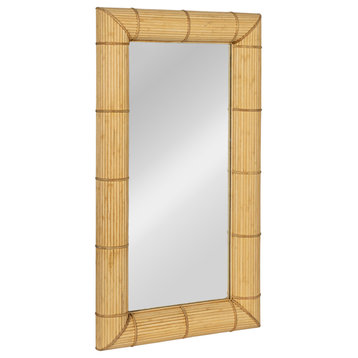 Bamboo Rectangular Wall Mirror, Natural, Natural
