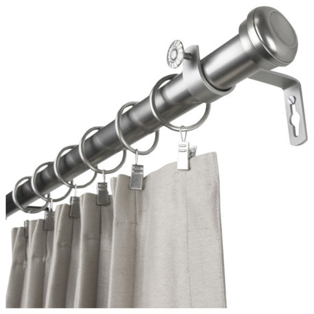 Leopold 1" Curtain Rod 28-48", Black, Satin Nickel, 160-240"