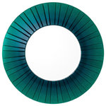 Eichholtz - Green Round Mirror | Eichholtz Lecanto - Multi-tonal with a timeless elegance, the Lecanto Mirror will work perfectly in both classic and contemporary spaces where its round inner mirror will reflect the beauty of your interior space in style. Exquisitely sculpted by skilled artisans, it features an emerald green glass frame with sunburst bevelled tiles for ultimate visual impact.