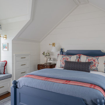 Custom Coastal Bedroom with Window Seat